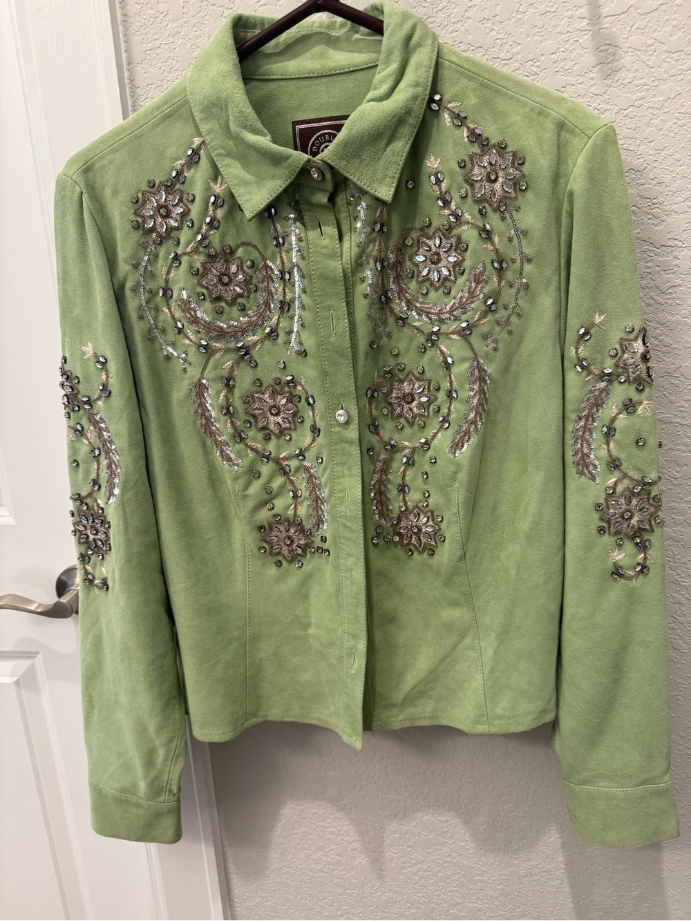 Double D Ranch Green Suede Leather Label Jacket